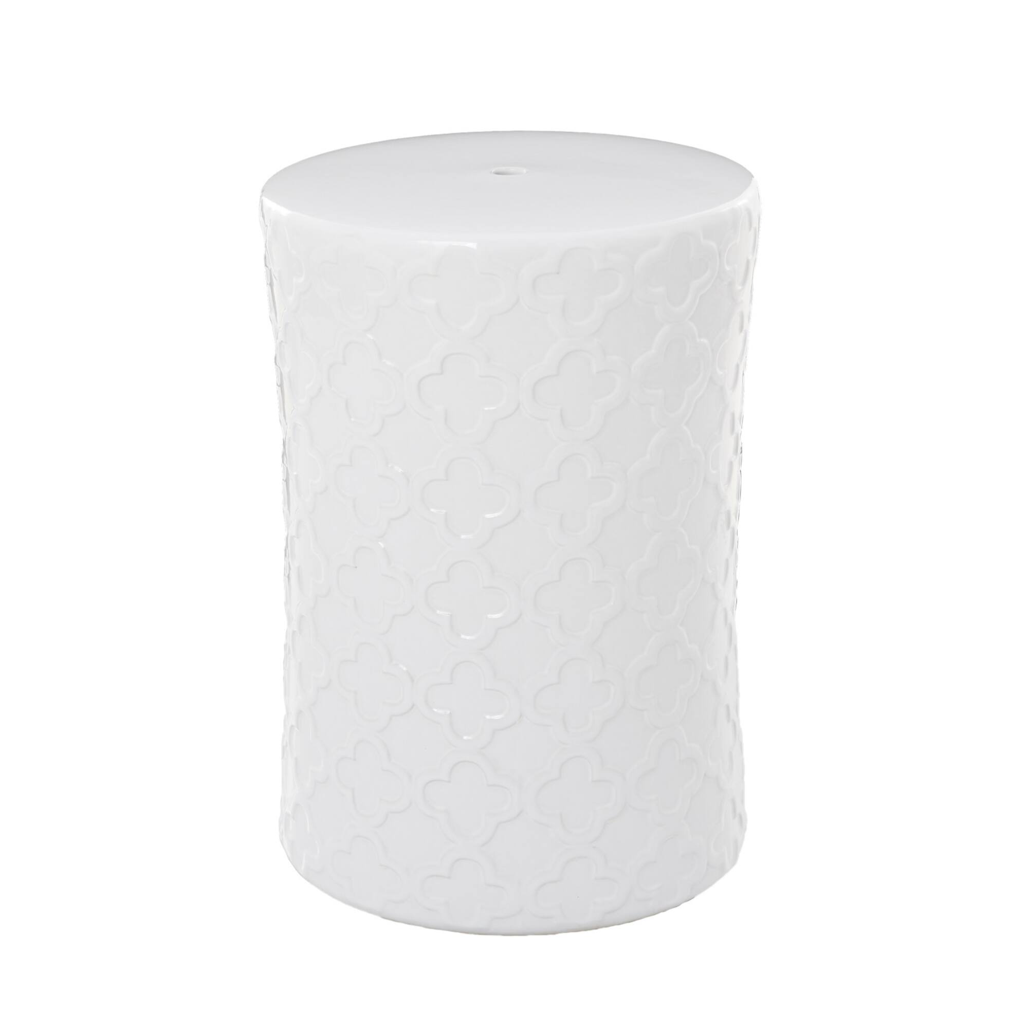 White Ceramic Contemporary Accent Table, 19" x 13" x 13"